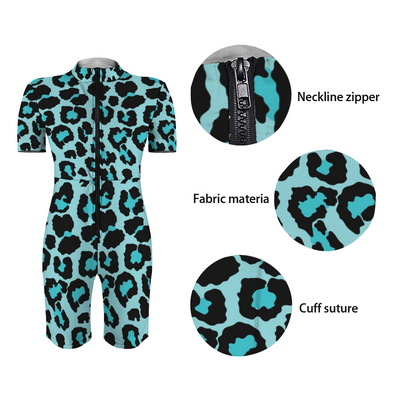 Cheetah Print Design Short Set Jumpsuit