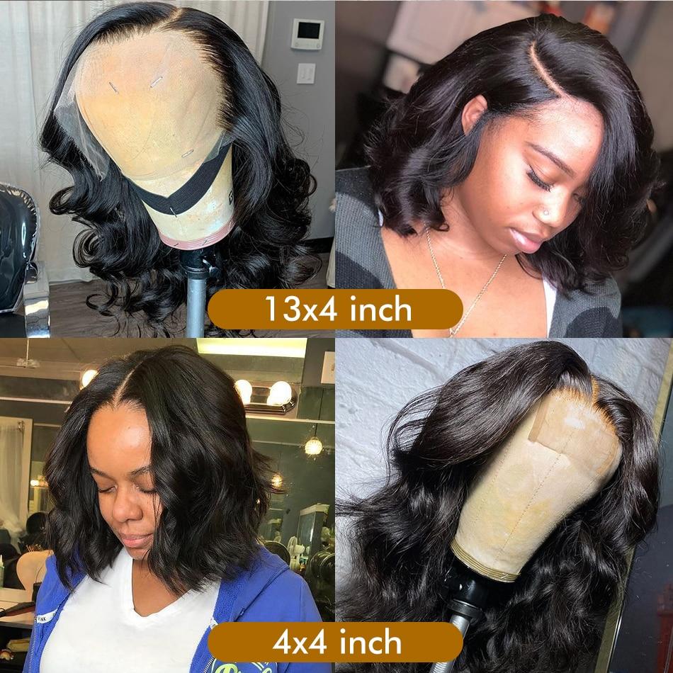 180% Density Body Wave 4x4 Short Bob 13x4 Lace Front Human Hair Wig